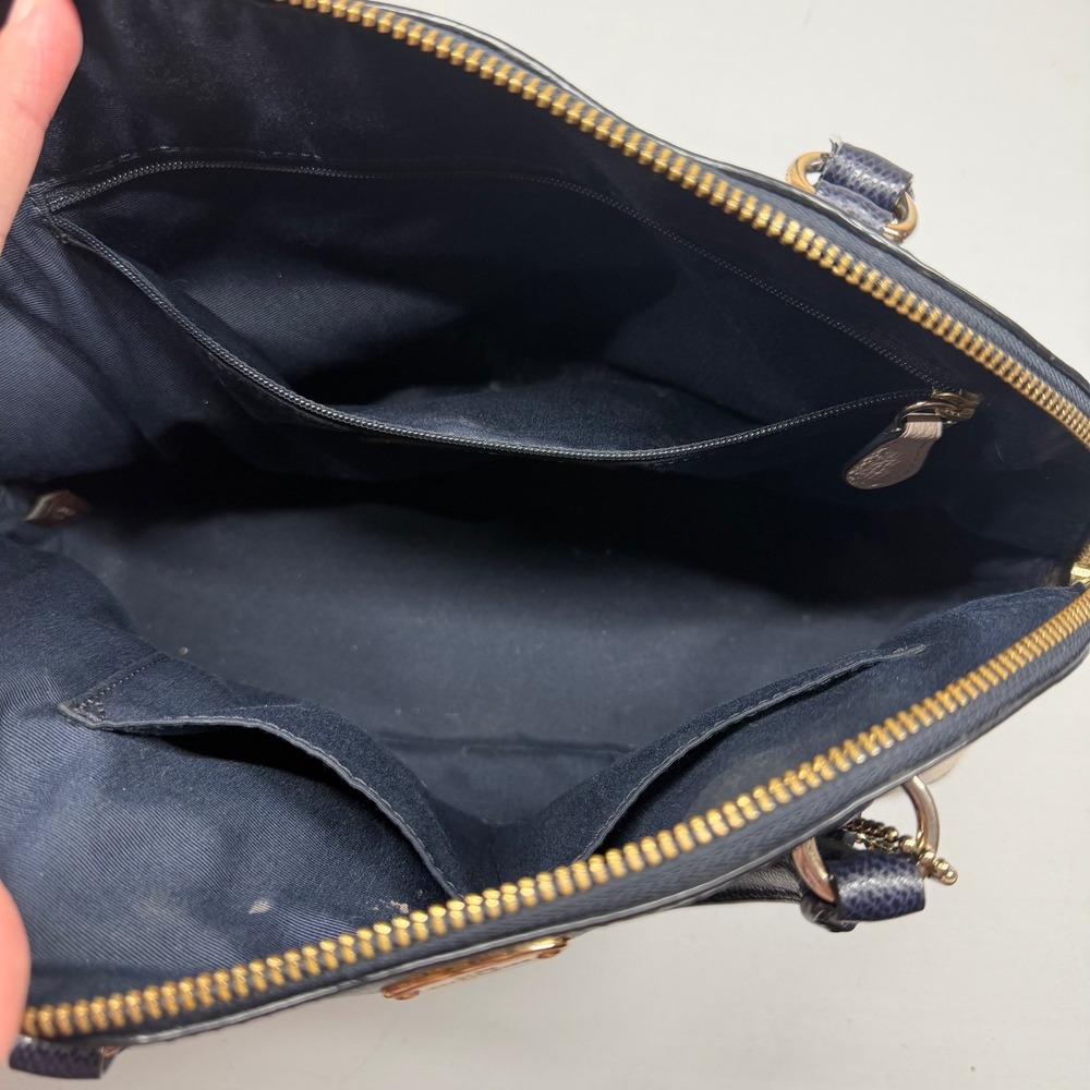 COACH Cora Crossgrain Domed Satchel F34491 Midnight/Chalk Hang Tag NO STRAP‎ Y2k - Picture 13 of 16